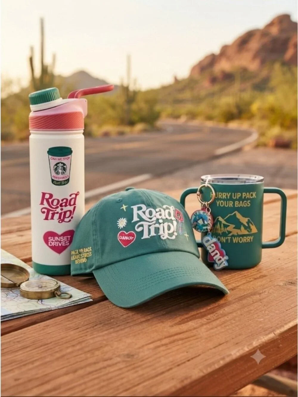 3 Pc Set Starbucks x Dandy Worldwide Ltd Edition Tumbler, Cup, Hat ROAD TRIP